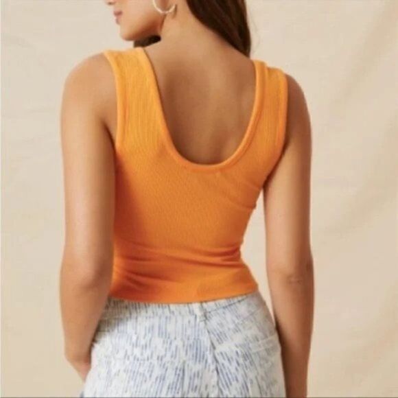 Anthropologie Sunday in Brooklyn Bow Tank Mango XL Sleeveless Tank Top - Picture 2 of 2